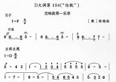 《d大调第104交响曲》是其中著名的一首,乐曲由四个乐章组成.